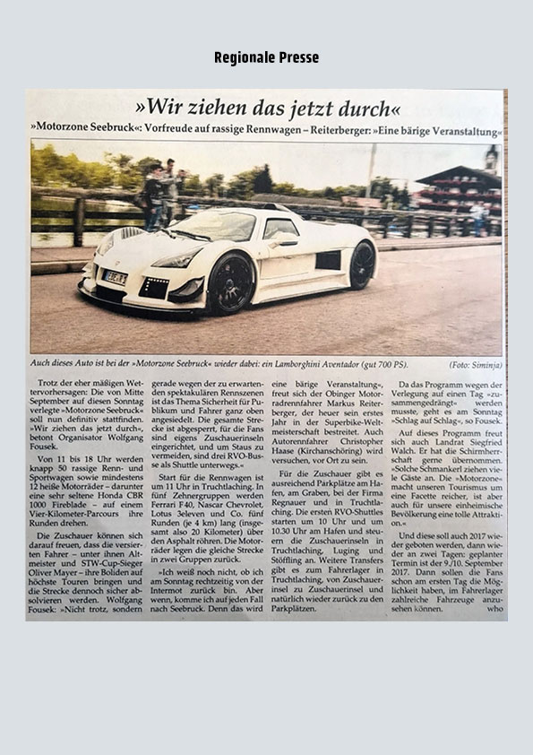 Motorzone Seebruck, Presse