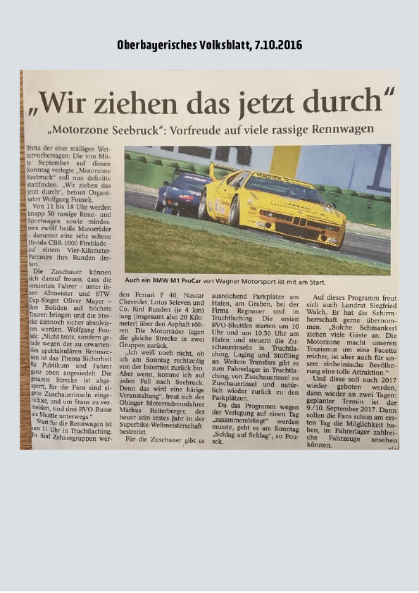 Motorzone Seebruck, Presse